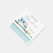 フクロウ赤ちゃんシャワーナプキン | Blue Chevron少年 スタンダードカクテルナプキン (角)