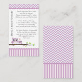 フクロウ赤ちゃんシャワーパープル持って来る本シャワーインサート エンクロージャーカード (正面/裏面)