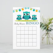 フクロウ赤ちゃんシャワービンゴカード、赤ちゃんシャワービンゴ (スタンド正面)