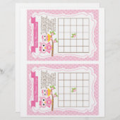 フクロウ赤ちゃんシャワービンゴゲーム， 2 a page (正面/裏面)