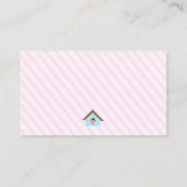 フクロウ赤ちゃんシャワーピンクおむつラッフルチケット エンクロージャーカード (裏面)