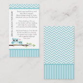 フクロウ赤ちゃんシャワーブルー持って来る本シャワーインサート エンクロージャーカード (正面/裏面)