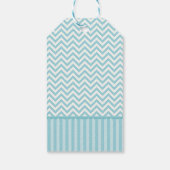 フクロウ赤ちゃんシャワーメッセージカード |ブルーシェブロンつるラベル ギフトタグ (裏面)