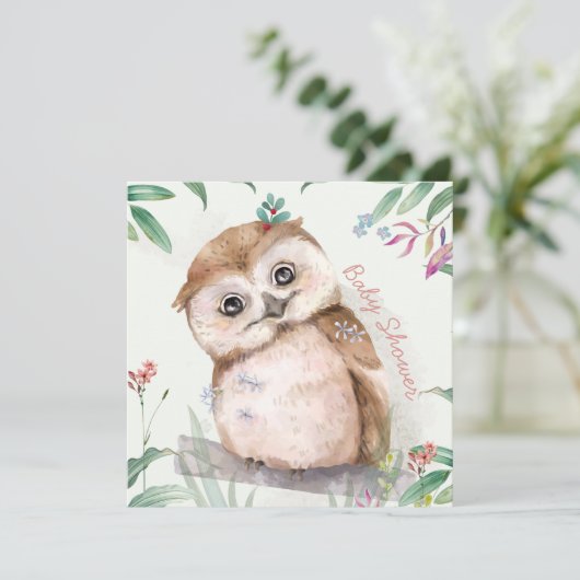 フクロウ赤ちゃんシャワー招待状 シーズンカード (スタンド正面)
