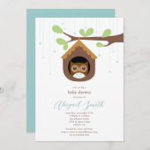 フクロウ赤ちゃんシャワー招待状 招待状 (正面/裏面)