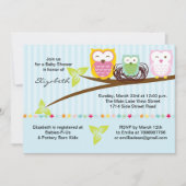 フクロウ赤ちゃんシャワー招待状 招待状 (正面)