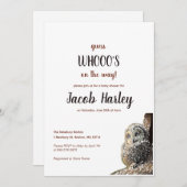 フクロウ赤ちゃんシャワー招待状 招待状 (正面/裏面)