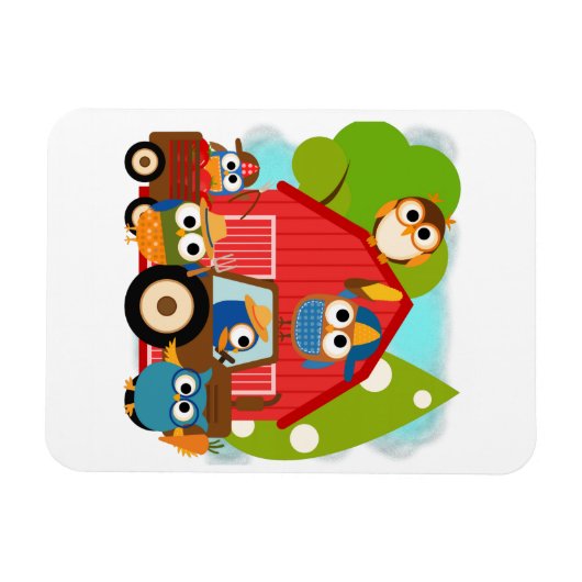 フクロウ農家 マグネット (横)