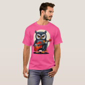 フクロウ遊のアコースティックギタクルギタリスト Tシャツ (正面フル)