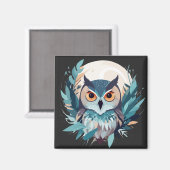 フクロウ野生動物自然アウトドア水彩画 マグネット (正面/裏面)
