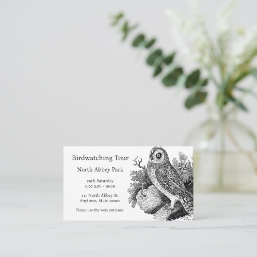 フクロウ野鳥観察 名刺 (スタンド正面)