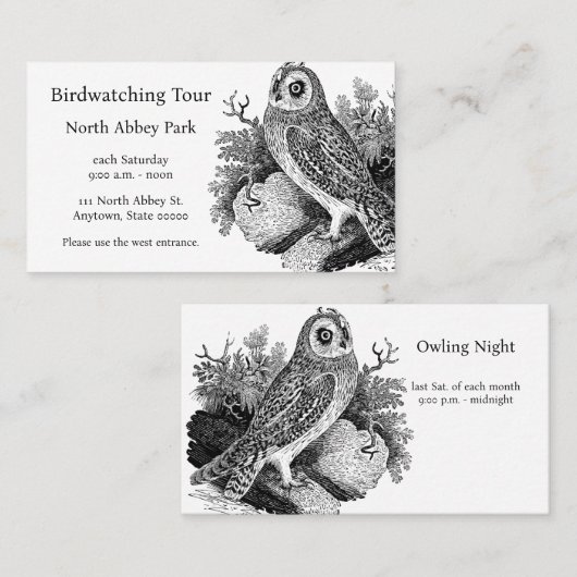 フクロウ野鳥観察 名刺 (正面/裏面)