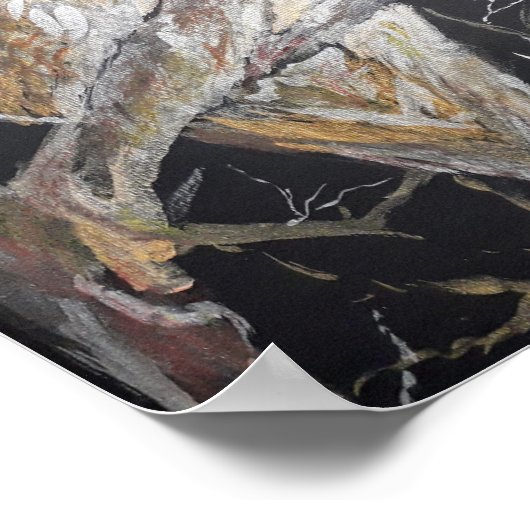 フクロウ金属水彩 ポスター (角)