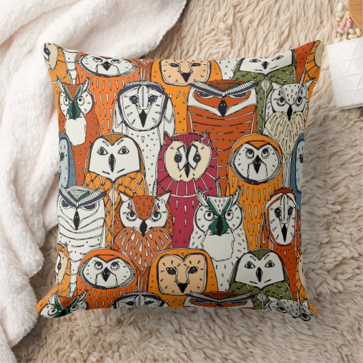 フクロウ錆 クッション (ブランケット)