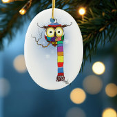 フクロウ雪のスカーフハットかわいい セラミックオーナメント