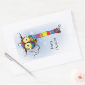 フクロウ雪のスカーフハットかわいい 長方形シール (封筒)