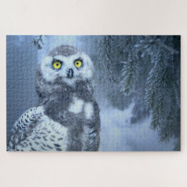 フクロウ雪フクロウ冬の森 ジグソーパズル