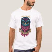 フクロウ音楽 Tシャツ (正面)