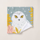 フクロウ頭スケッチ バスタオルセット (ウォッシュタオル)