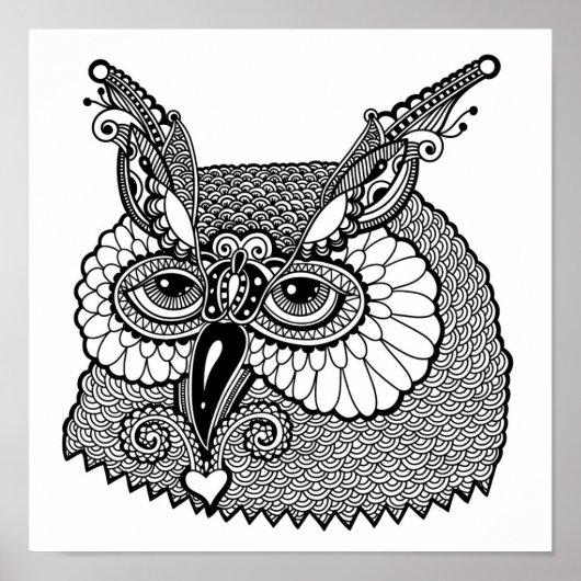 フクロウ頭Zendoodle 2 ポスター (正面)