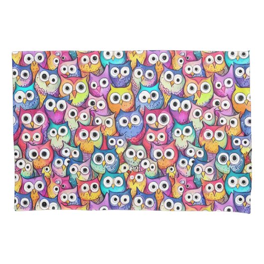 フクロウ顔の可愛いウッドランドお洒落柄ドードル 枕カバー (正面)