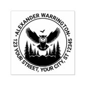 フクロウ飛んでいるフロントビューモミの木の名前Retアドレス セルフインキングスタンプ (デザイン)