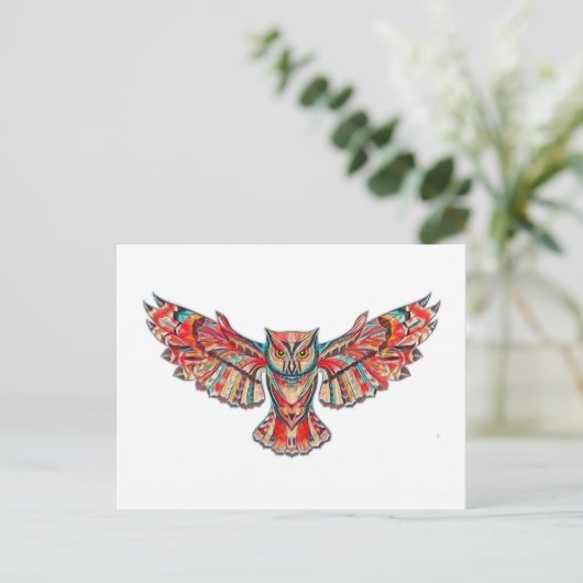 フクロウ飛行 ポストカード (スタンド正面)