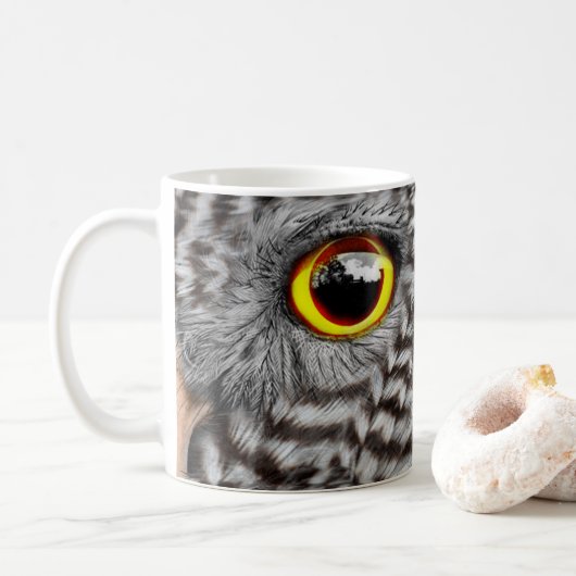 フクロウ鳥の目コーヒーマグ、カップ コーヒーマグカップ (ドーナツ)