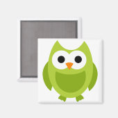 フクロウ鳥の鳥の緑のかわいい漫画の動物 マグネット (正面/裏面)