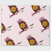 フクロウ鳥フローララッピング紙 ラッピングペーパー (フラット)