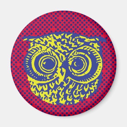 フクロウ鳥図 マグネット (正面)