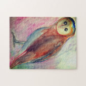 フクロウ鳥水彩画 ジグソーパズル (横)