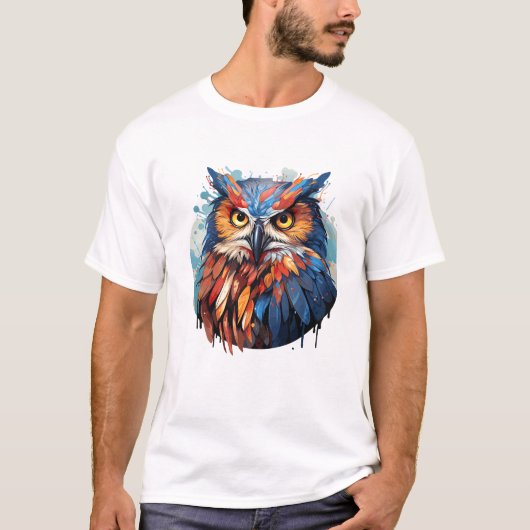 フクロウ鳥獣世界野生生物美しい発見 Tシャツ (正面)