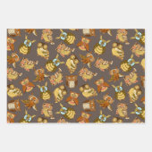 フクロウ鳥自然野生動物かわいい動物 ラッピングペーパーシート (正面3)