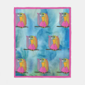 フクロウ鳥「子どもの芸術」 フリースブランケット (正面)