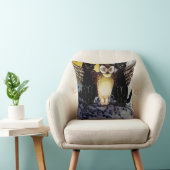 フクロウ黒猫フルムーンツリーナイト クッション (椅子)