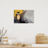 フクロウ黒猫フルムーンツリーナイト ポスター (キッチン)