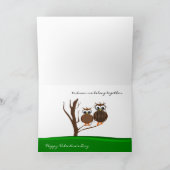 フクロウ1羽/フクロウ2羽が木に座る – バレンタイン シーズンカード (内部)