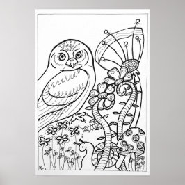 フクロウ13x19着色ポスター ポスター