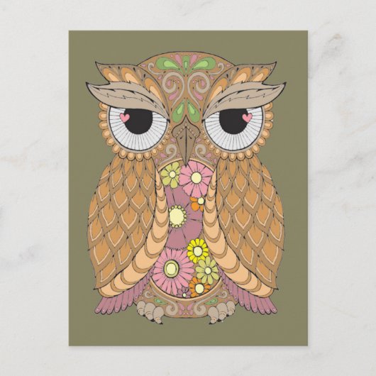 フクロウ1 ポストカード (正面)