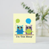 フクロウ2羽この多くの誕生日Tシャツ ポストカード (スタンド正面)