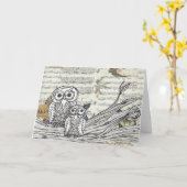 フクロウ22の挨拶状 カード (黄色い花)