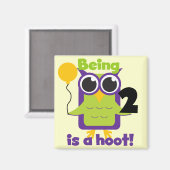 フクロウ2nd誕生日Tシャツとギフト マグネット (正面/裏面)