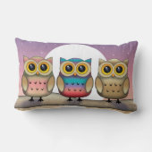 フクロウ3匹と月のかわいい装飾用クッション ランバークッション (裏面)