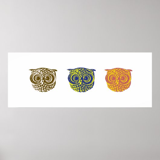 フクロウ3枚のポスター ポスター (正面)