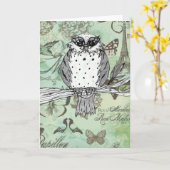 フクロウ31グリーティングカードをドッティ カード (黄色い花)