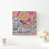 フクロウ36の時計 スクエア壁時計 (ホーム)