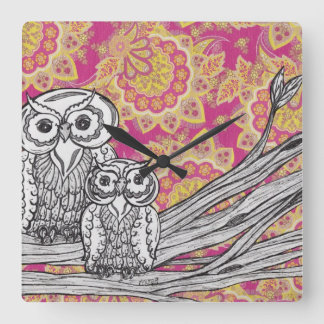 フクロウ36の時計 スクエア壁時計