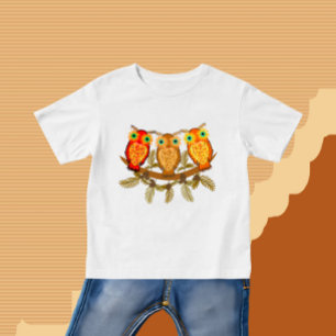 フクロウ3 ベビーTシャツ