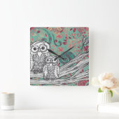 フクロウ48の時計 スクエア壁時計 (ホーム)